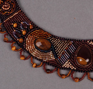 Autumn Bead Embroidered Collar Closeup